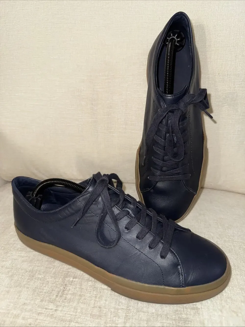 Vince Low Top Leather Sneaker Shoes Lace-Up Men's Black Size US10.5M EU44.5